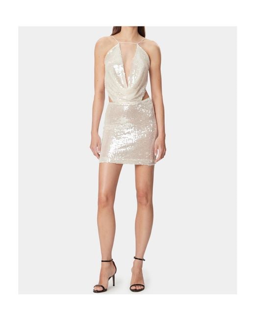 Amazuìn White Ester Self-Tie V-Neck Mini Dress