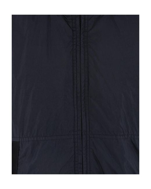 Stone Island Blue Logo Patch Hooded Track Jacket for men