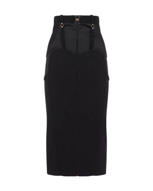 Elisabetta Franchi Black High-Waist Bondage Skirt