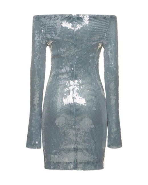 16Arlington Blue Sequined Tie-Up Dress