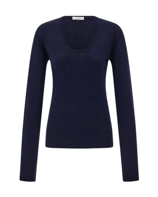 Ferragamo Blue Lightweight Wool Top