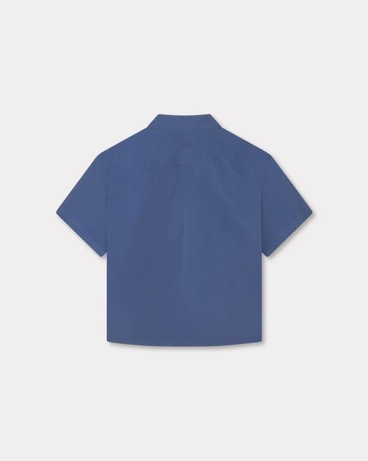 KENZO Blue Kimono Short Sleeve Shirt for men