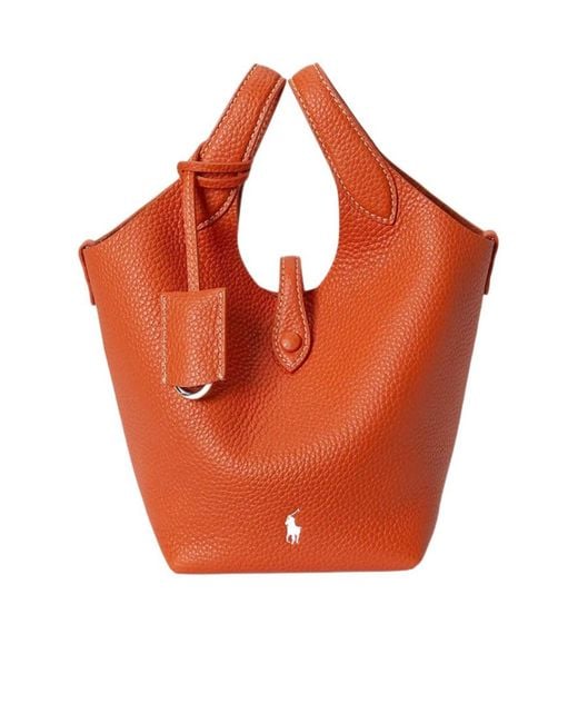 Polo Ralph Lauren Orange Logo Detailed Small Tote Bag