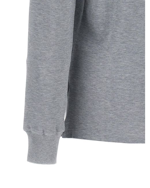 Brunello Cucinelli Gray Long Sleeved Buttoned Polo Shirt for men