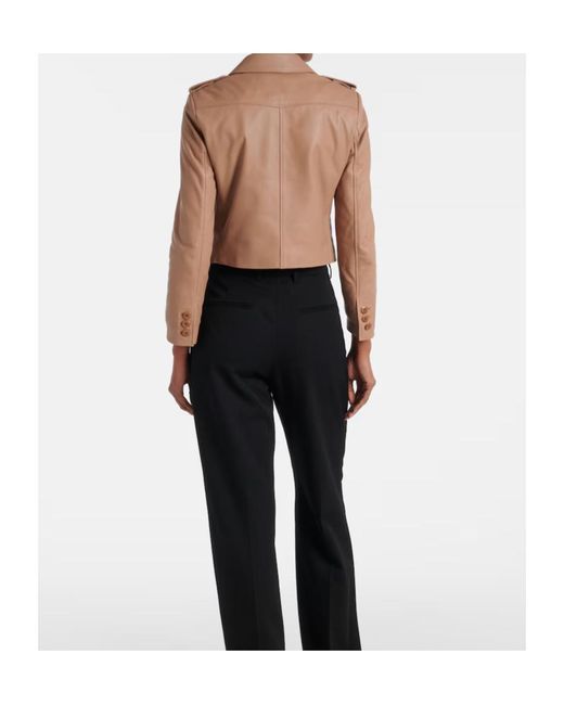 Dorothee Schumacher Natural Lapel Long-Sleeved Leather Jacket