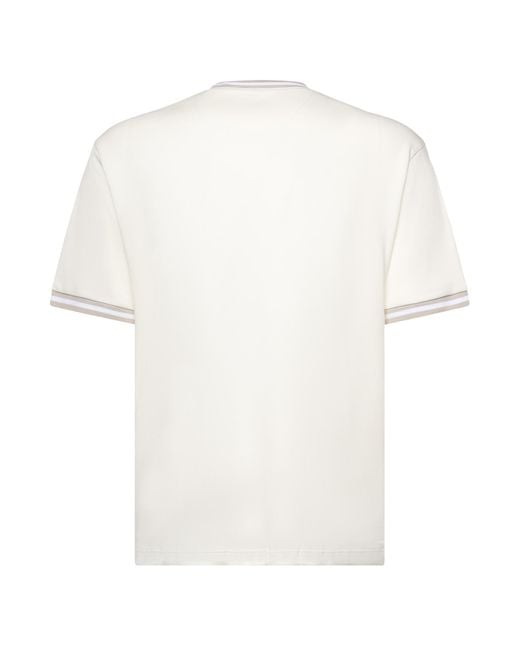Eleventy White Stripe Trim Crew Neck T-Shirt for men