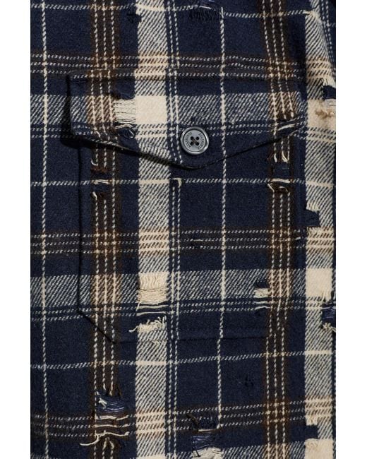 AllSaints Blue Collared Long-Sleeved Shirt for men