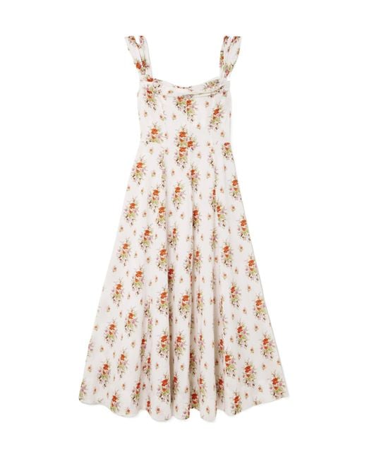 Doen White Clea Ruffle Print Dress