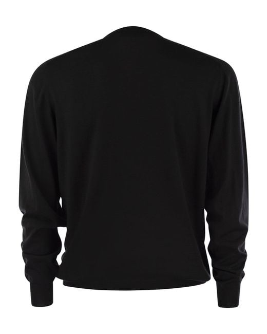 Fedeli Black Crew Neck Sweater for men