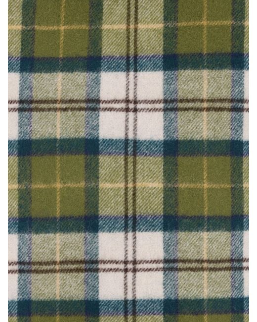 Barbour Green Tartan Checked Fringed Scarf for men