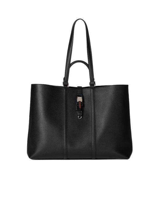 Gucci Black Large Web-Trim Top Handle Bag for men