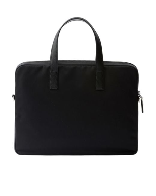 Prada Black Re-Nylon Logo-Triangle Zip-Up Briefcase for men