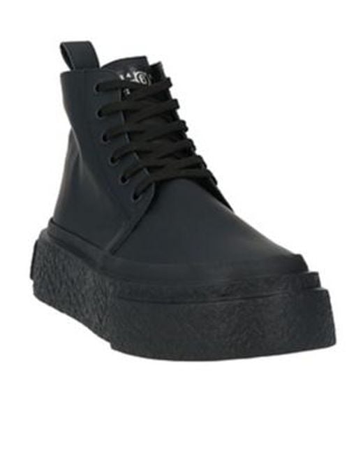 MM6 by Maison Margiela Black Simple Lace-Up Ankle Boots