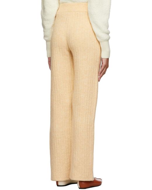 Nanushka Natural Ribbed-Knit Wool Trousers