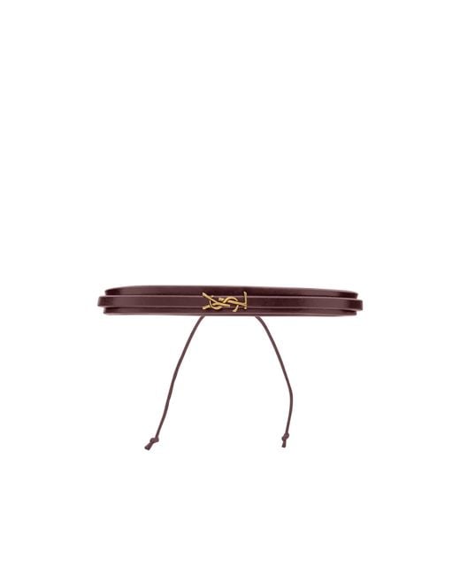 Saint Laurent Brown Cassandre Multi-Strand Bracelet