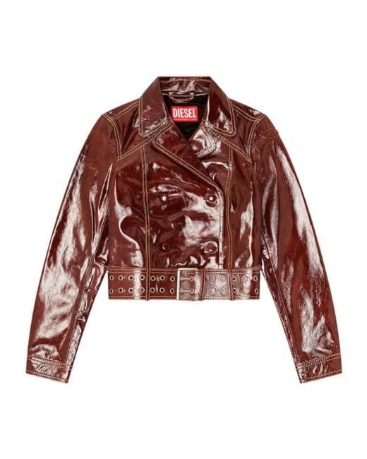 DIESEL Red Patent Double-Breasted Jacket