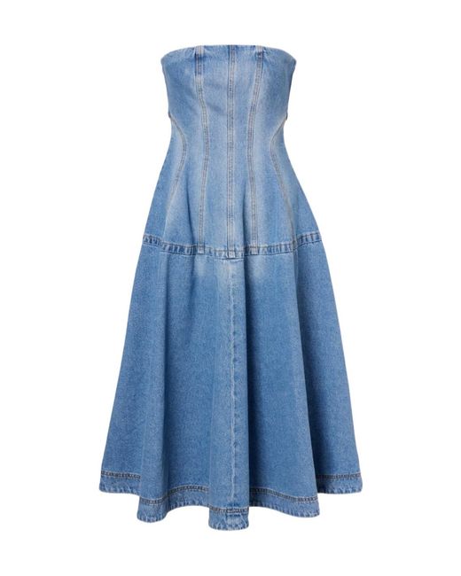 Magda Butrym Blue Flared Denim Midi Dress