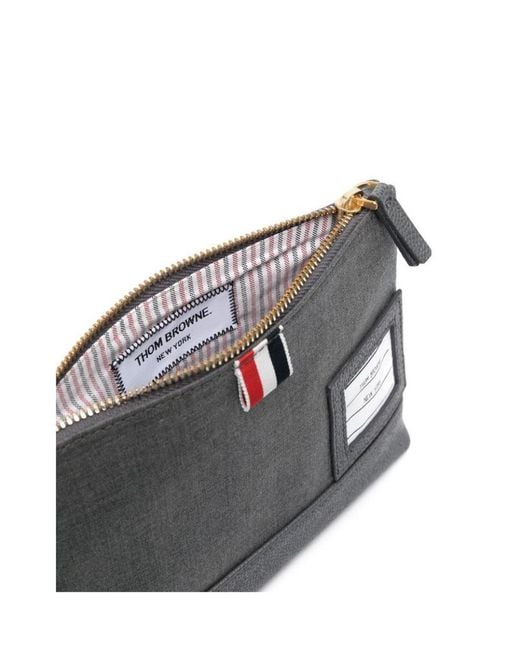 Thom Browne Gray Super 120's Twill Zip Pouch for men