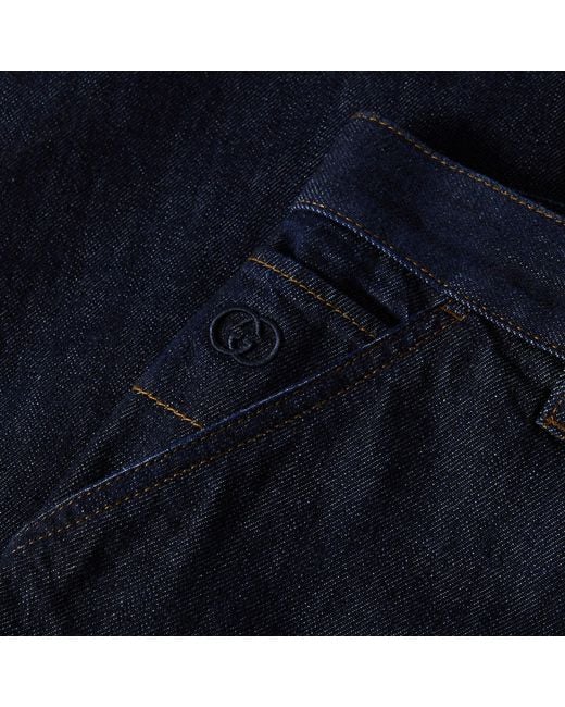 Gucci Blue Solid Color Cargo Jeans