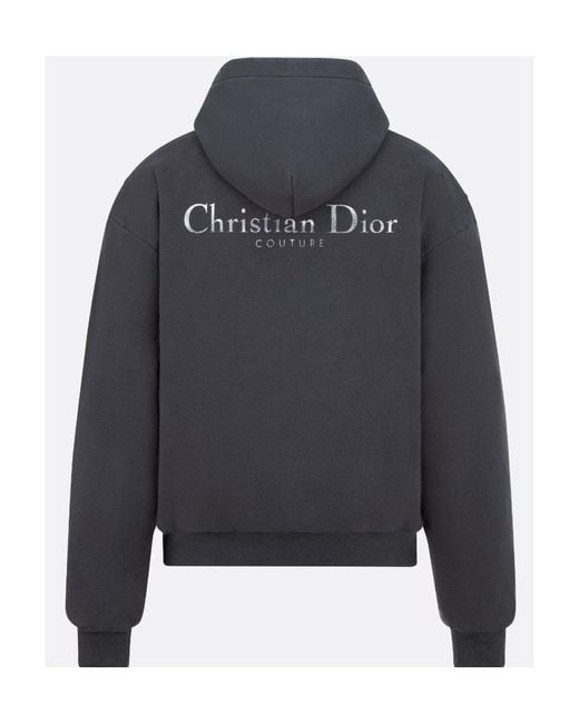 Dior Logo Detailed Long-Sleeve Hoodie in Gray for Men | Lyst