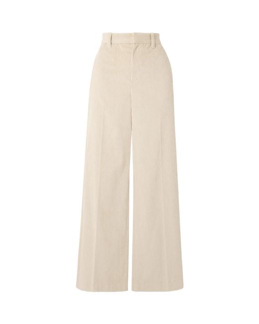 Brunello Cucinelli White Corduroy Wide-Leg Pants