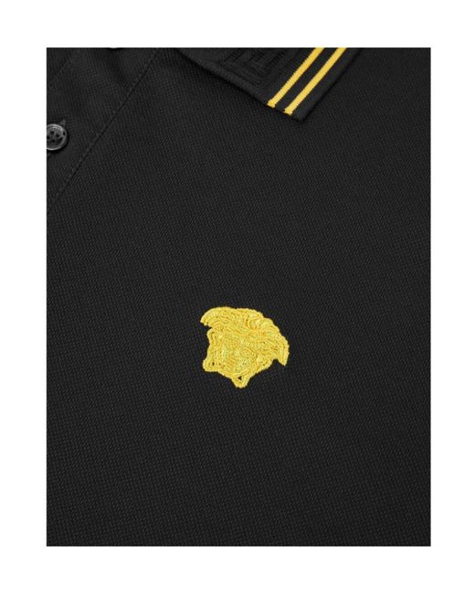 Versace Black Medusa-Embroidered Short-Sleeved Polo Shirt for men