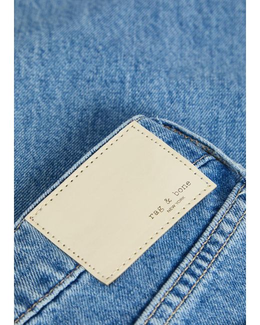 Rag & Bone Blue Mid-Rise Wide-Leg Jeans