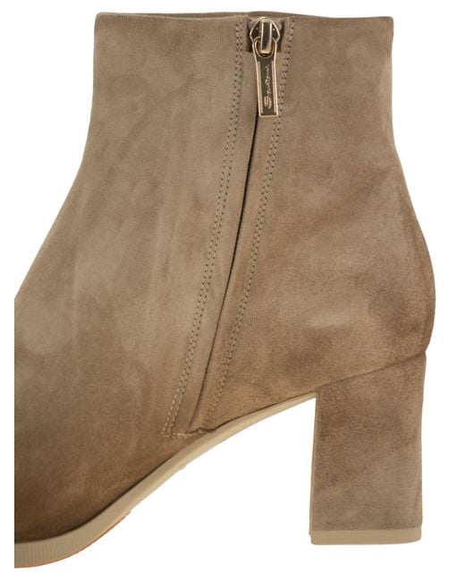 Santoni Natural Mid Heel Ankle Boots