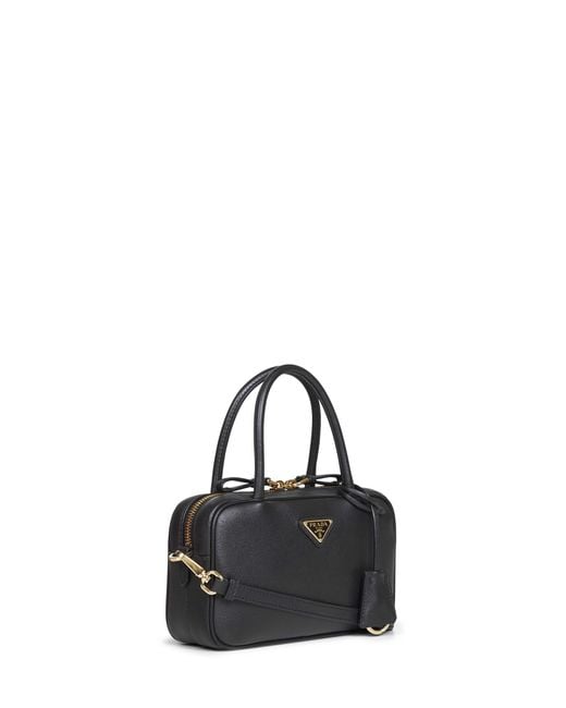 Prada Black Triangle Logo-Plaque Tote Bag