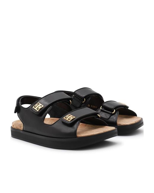 Givenchy Black 4G Plaque Touch Strap Sandals