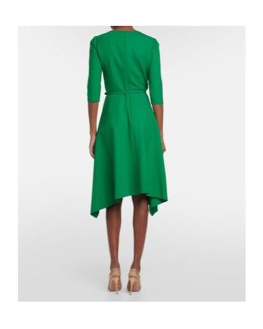 Oscar de la Renta Green Wool-Blend Midi Dress