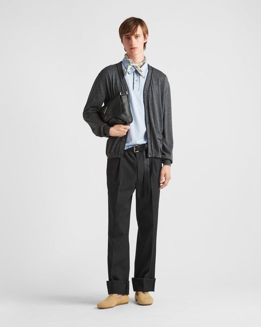 Prada Gray Wool Cardigan for men