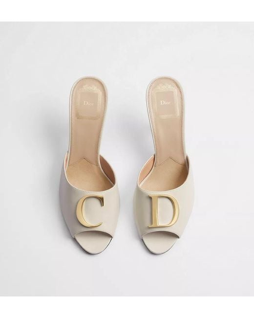 Dior White Initials Heeled Slide