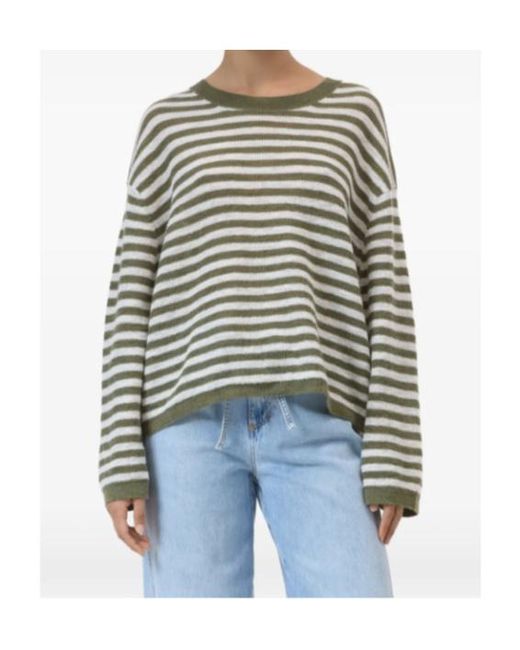 Closed Green Striped Crew-Neck Sweater