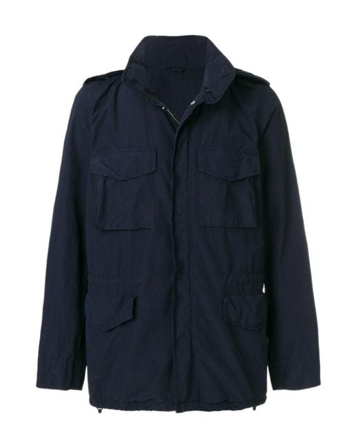Aspesi Blue Hooded Zipped Jacket for men