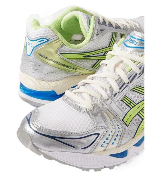 Asics Blue Rubber-Trimmed Metallic Mesh Sneakers