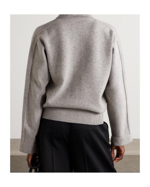 Jil Sander Gray High-Neck Zip-Front Cardigan