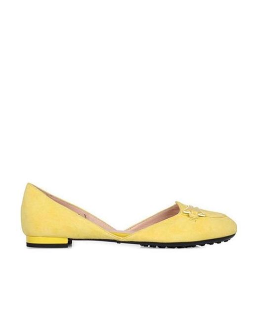 Tod's Yellow Logo Flat Shoes