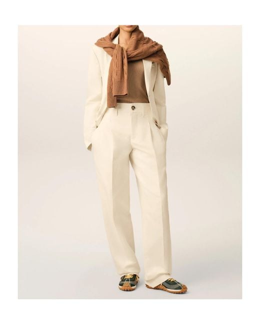 AMI Natural Two-Pleats Cotton And Linen Trousers