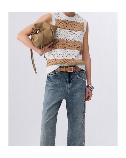 Liu Jo White Crochet Knit Top