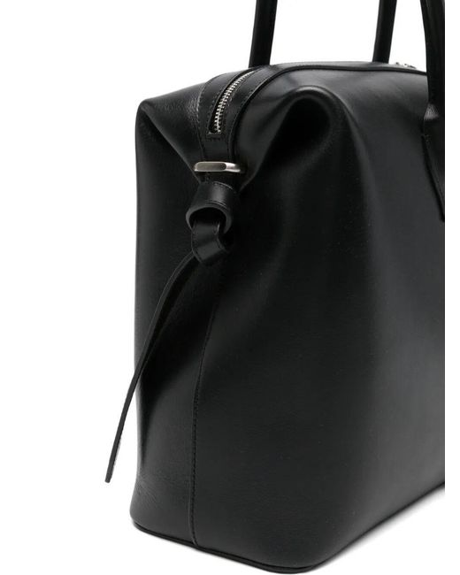 Yuzefi Black Large Brioche Leather Tote Bag