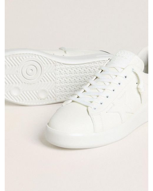 Golden Goose Deluxe Brand White Purestar With Leather Star And Burgundy Croc-Print Leather Heel Tab for men
