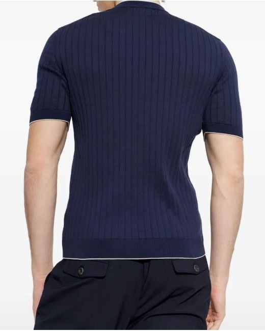 Eleventy Blue Ribbed Short-Sleeve T-Shirt for men