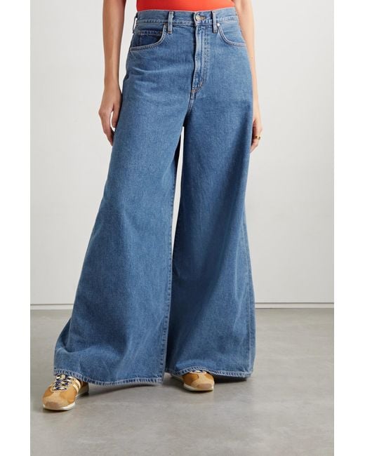 Goldsign Blue High-Waisted Wide-Leg Jeans