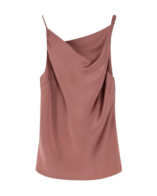 Alysi Purple Asymmetric Draped Camisole Top