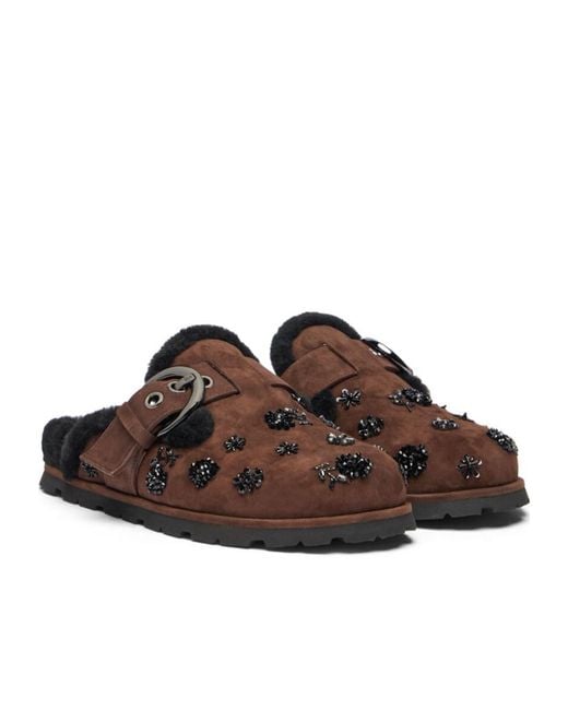 Stuart Weitzman Brown Chrystie Shearling Mule