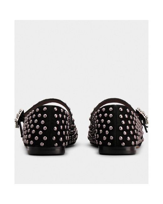 Roger Vivier Black Stud Embellished Buckle Strap Flat Shoes