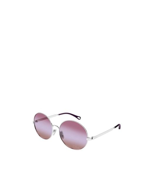 Chloé Purple Chloé Eyewear Panthos Frame Sunglasses