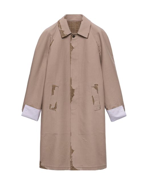 Prada Brown Bonded Poplin Coat With Devoré Effect