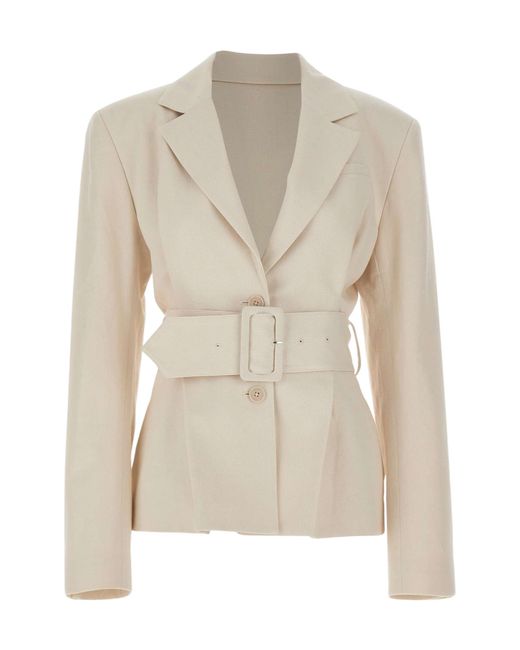 ROTATE BIRGER CHRISTENSEN Natural Belted Fitted Blazer
